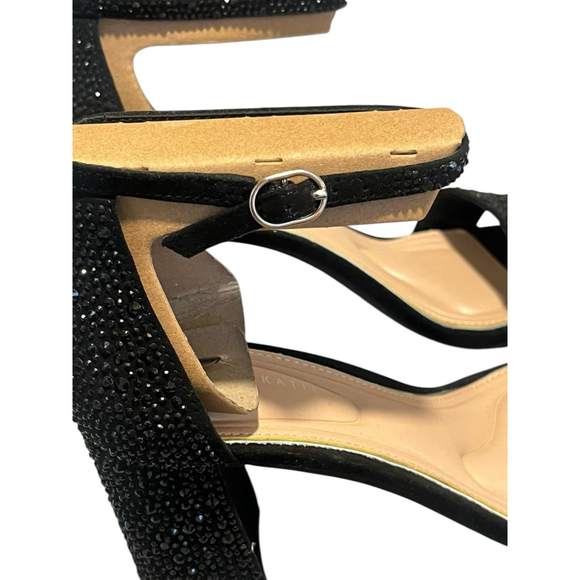 Kelly & Katie Heels Caital XW Size 7.5 Black Wide Block 3.25 Heel Shoe Sparkle - Picture 7 of 11